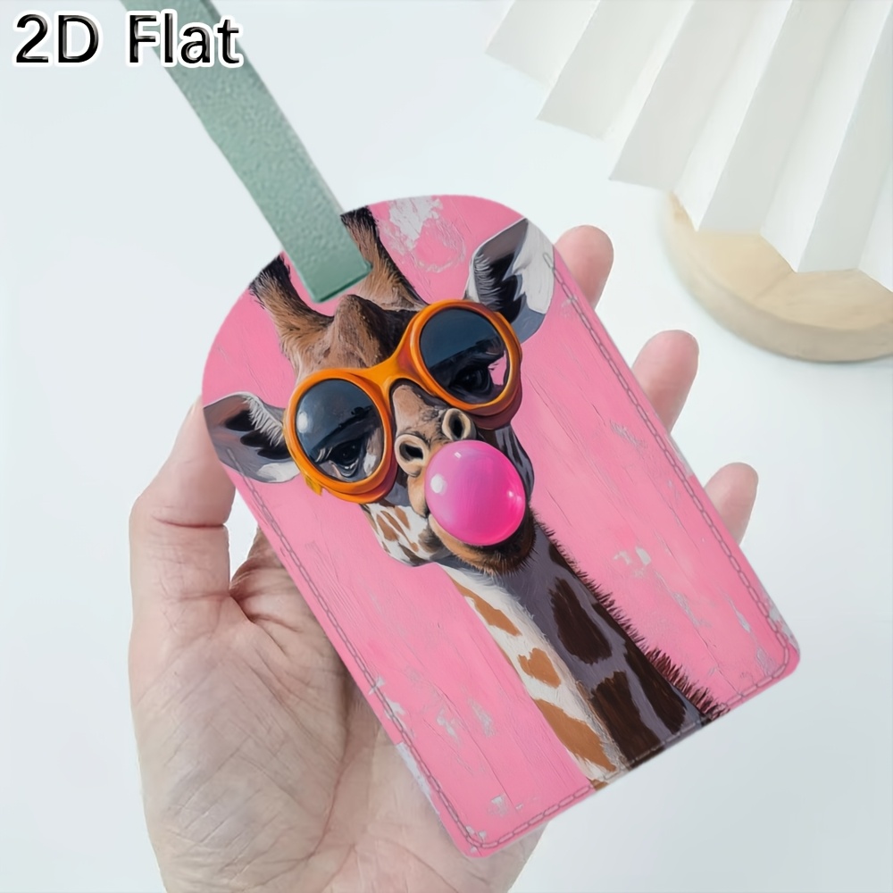 Label Maker - Niedlicher Giraffen-Gepäckanhänger mit Brille und Kaugummi-Print,