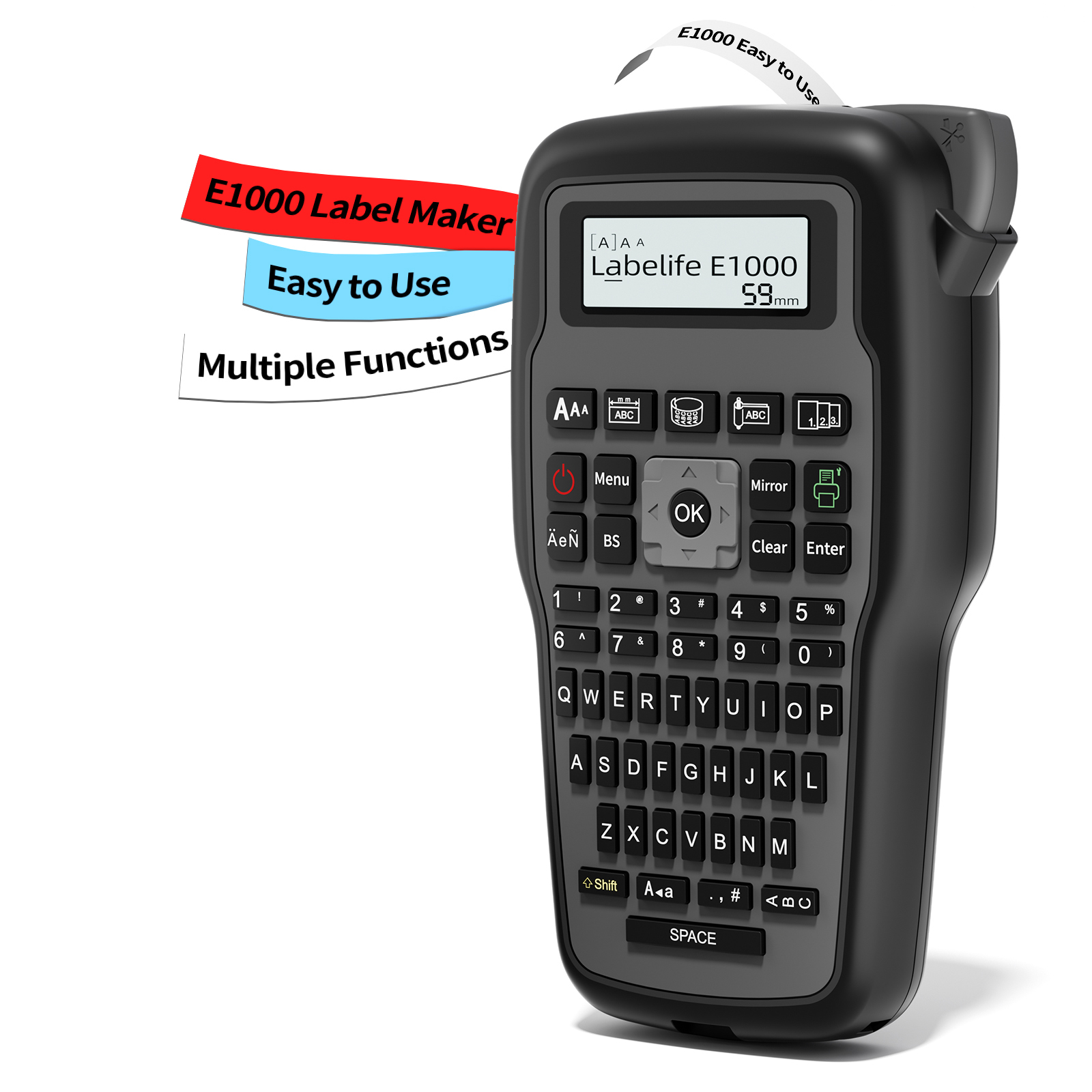Label Maker - E1000 Pro Industrieller Etikettendrucker mit Klebeband